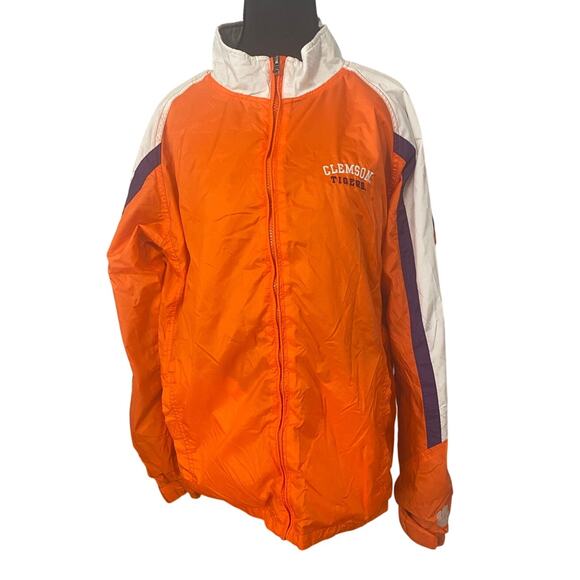 Clemson Tigers Full Zip Jacket Women's XL Orange White Purple Lined Windbreaker - Picture 2 of 13